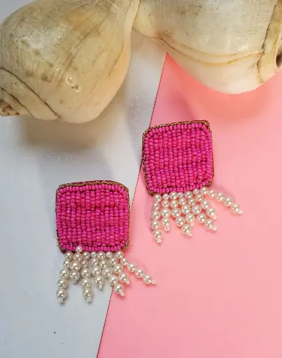 Pink & Pearl Earrings