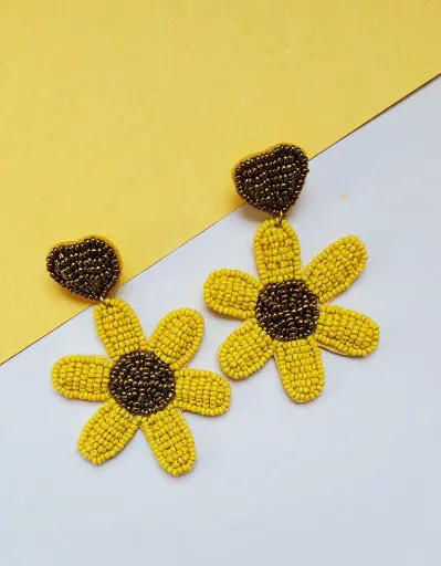 Flowery Yellow Earrings