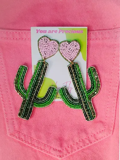 Cactus  Beaded Earrrings